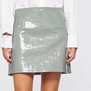 Tibi Croc Embossed Patent Mini Skirt
